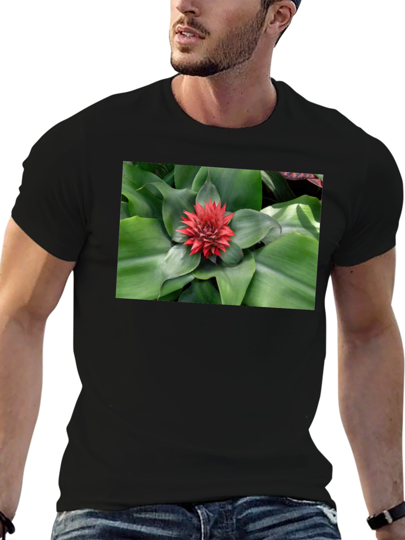 Botanical Print Black T-Shirt