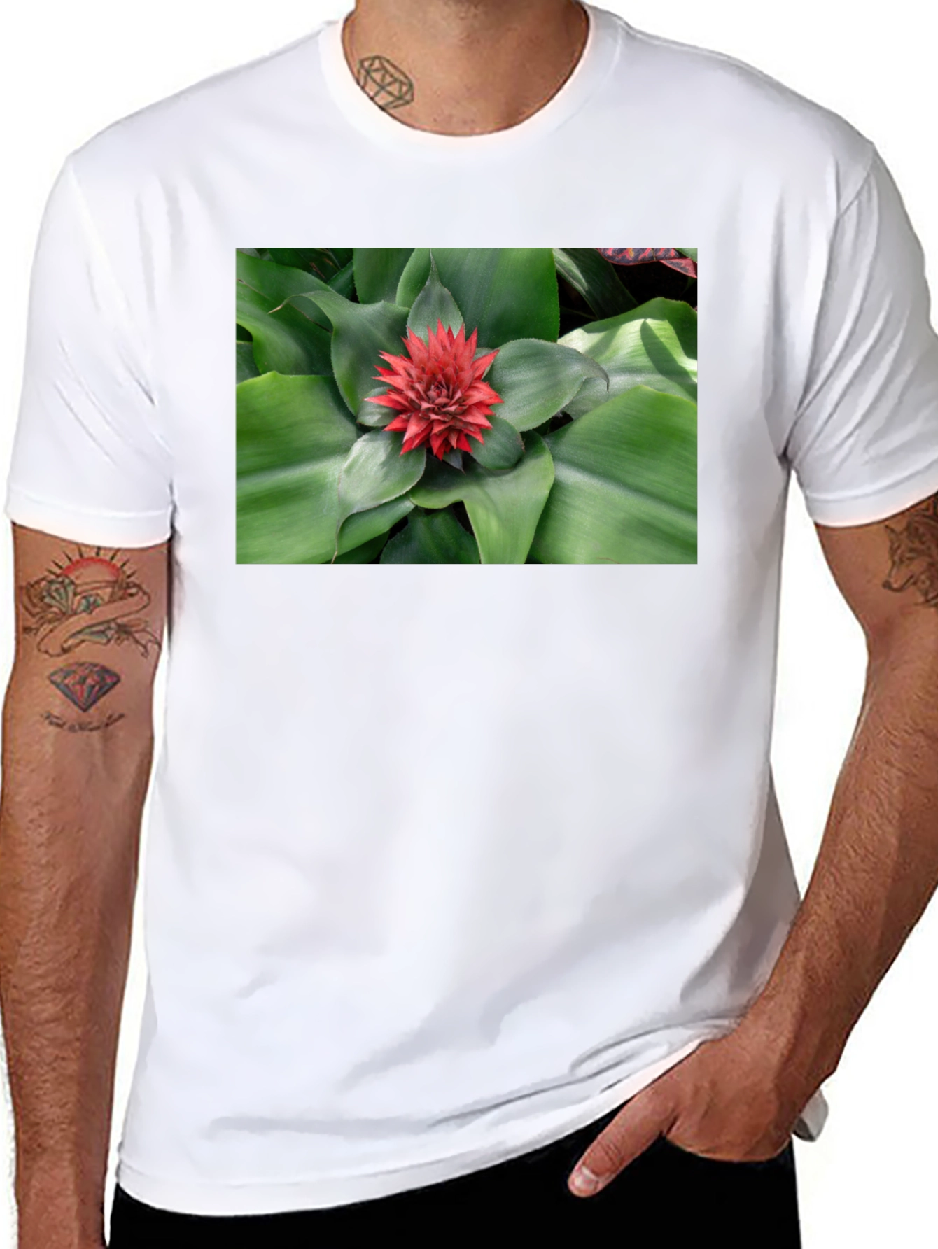 Botanical Print Black T-Shirt