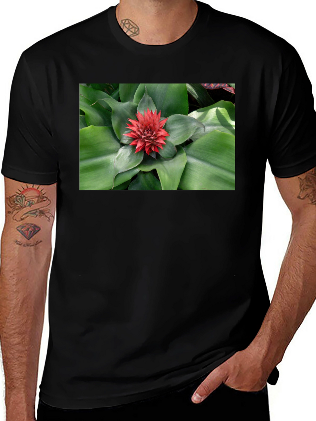 Botanical Print Black T-Shirt