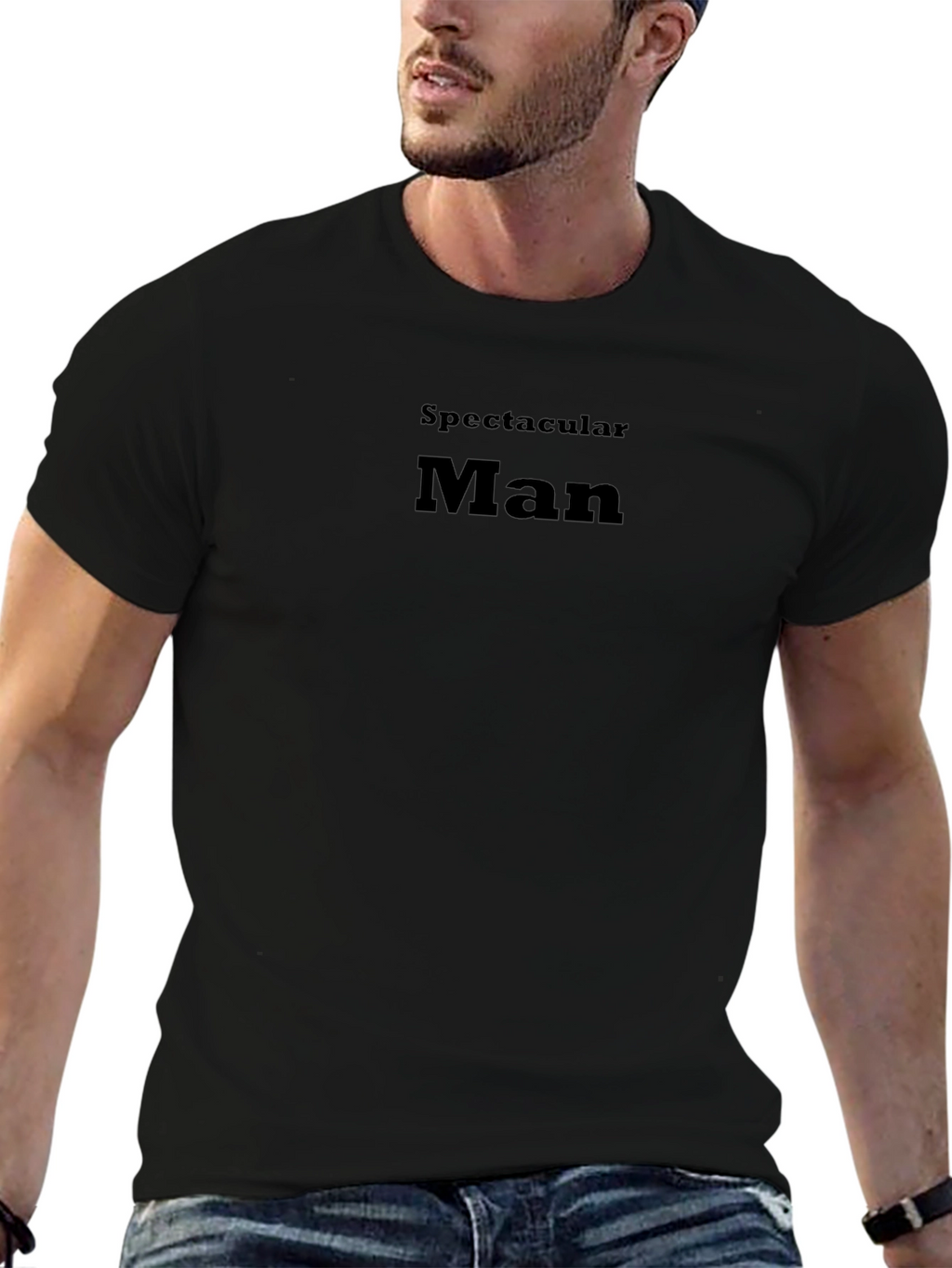 Spectacular Man Black Cotton T-Shirt