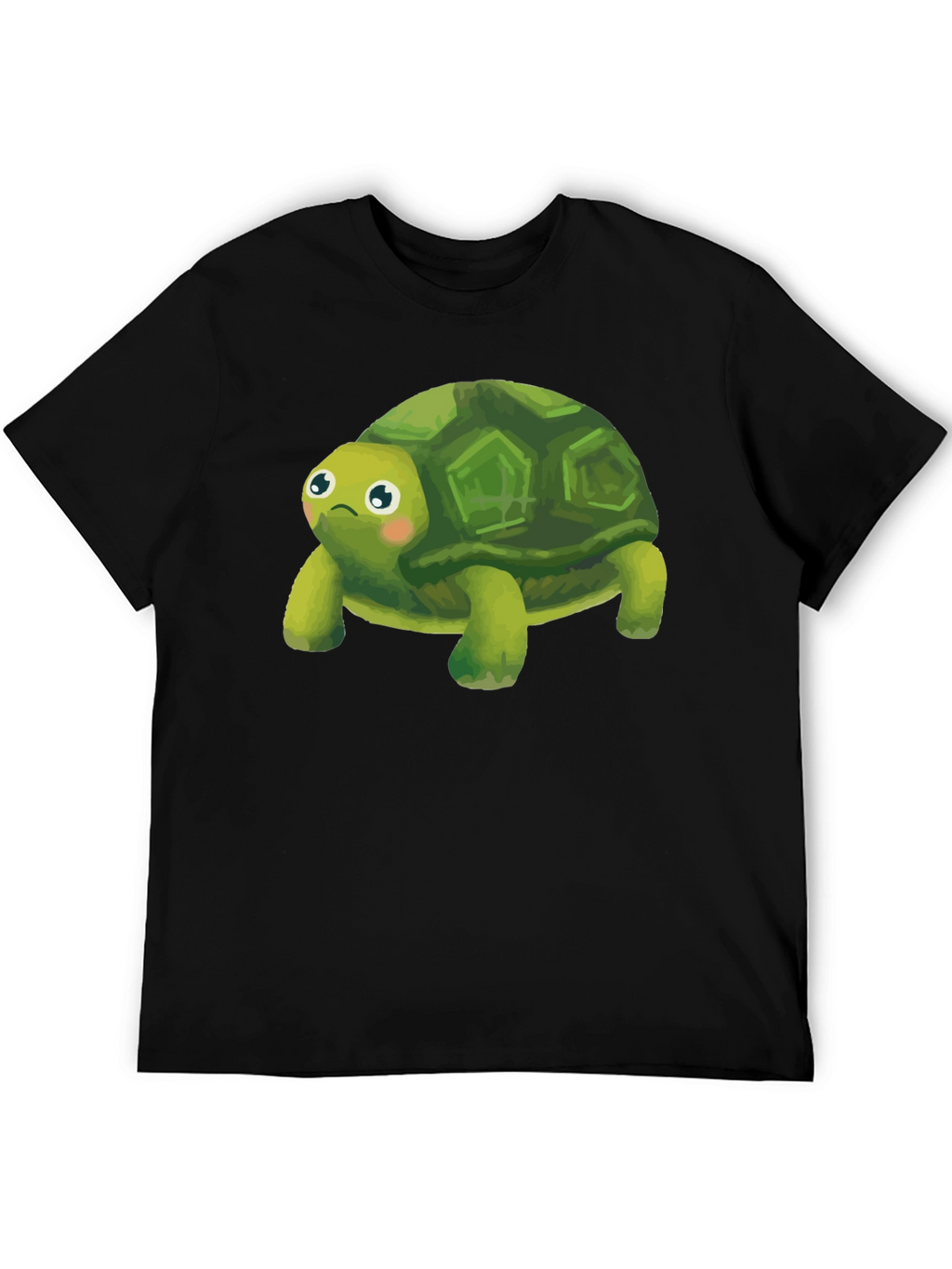 Cute Turtle Graphic Tee - Black Cotton Blend Shirt