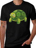 Cute Turtle Graphic Tee - Black Cotton Blend Shirt