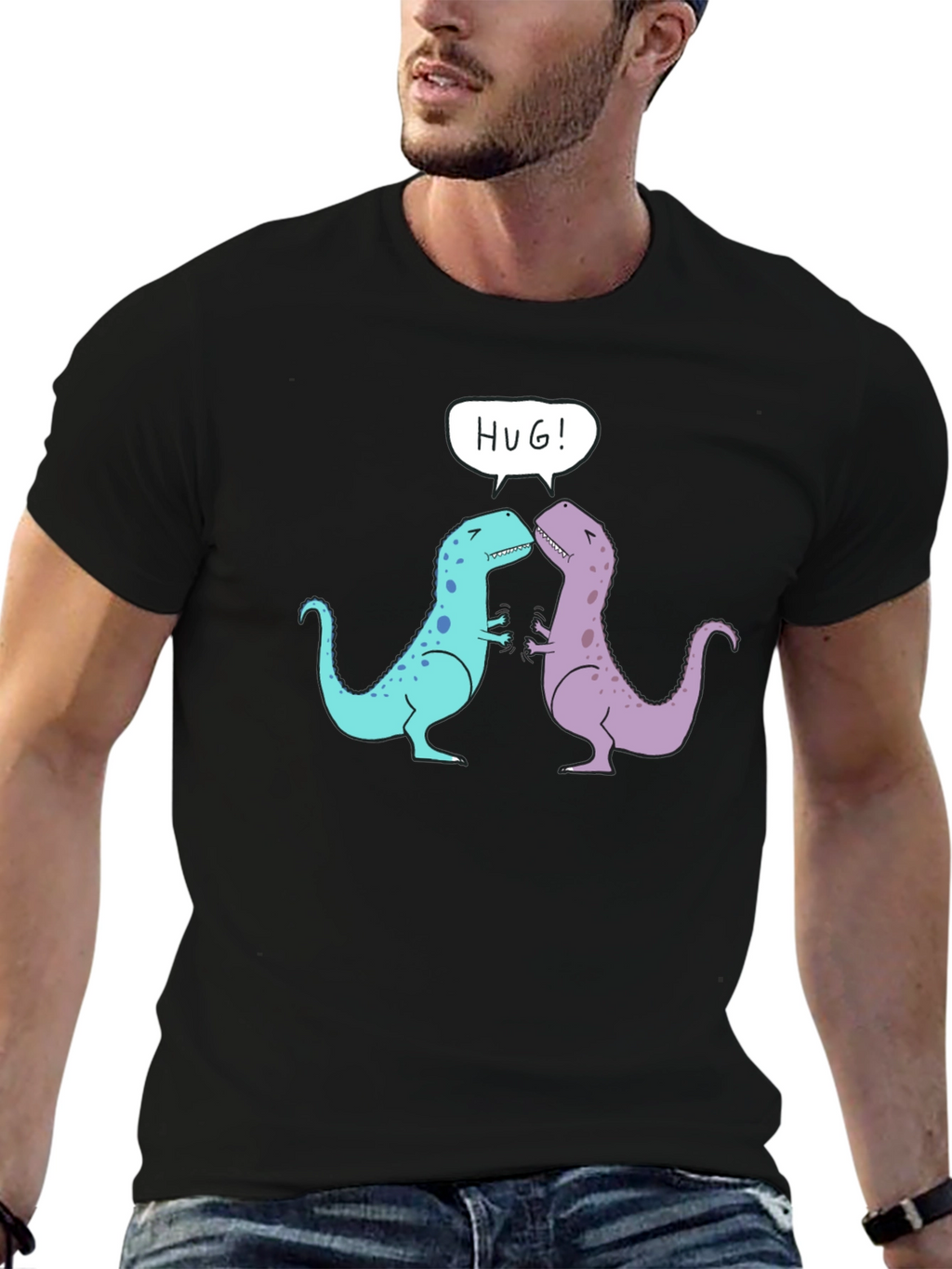 Dino Hug T-Shirt - Cute Cartoon Dinosaur Graphic Tee