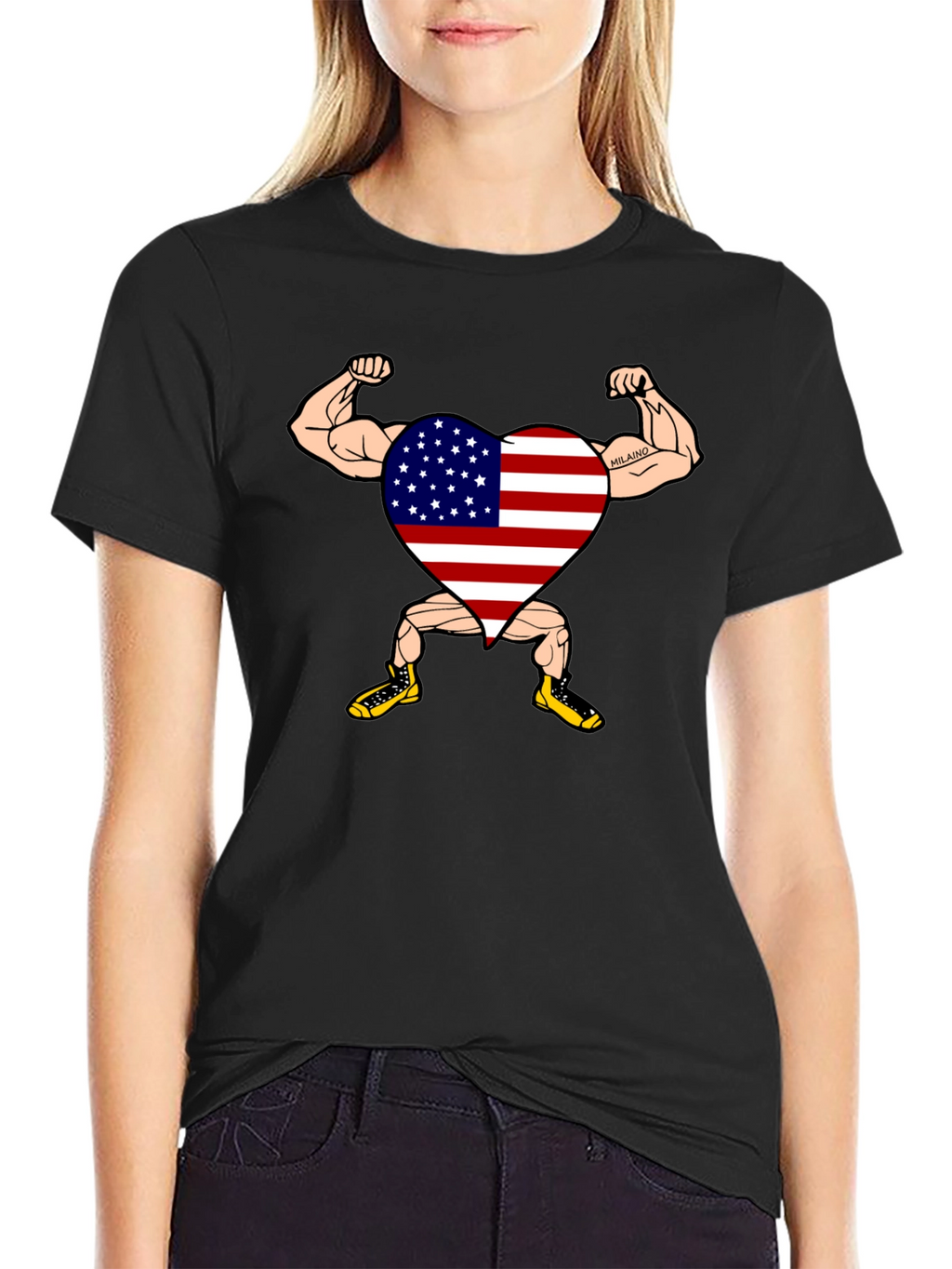 Patriotic Muscle Heart Graphic Tee