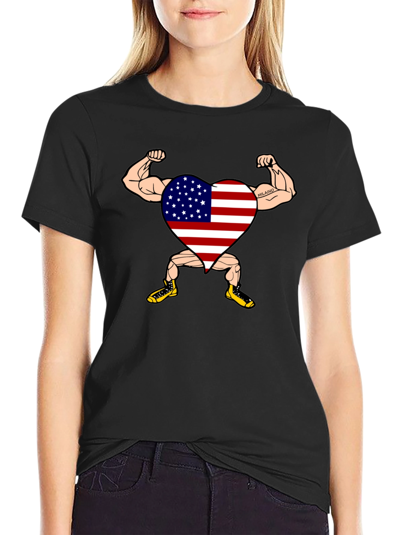 Patriotic Muscle Heart Graphic Tee
