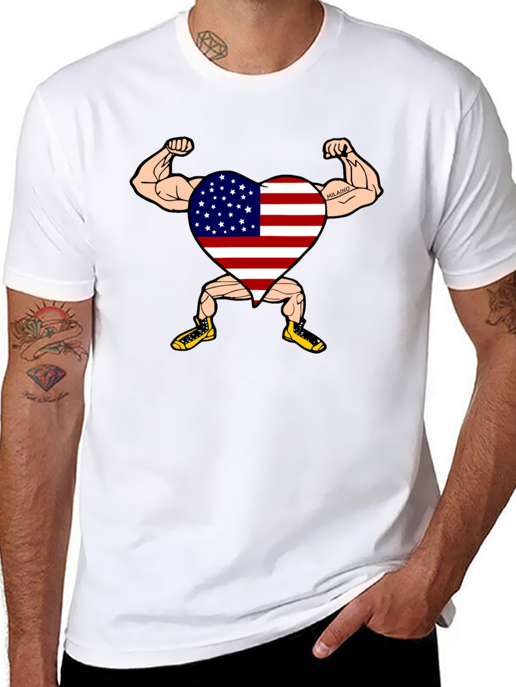 Patriotic Muscle Heart Graphic Tee