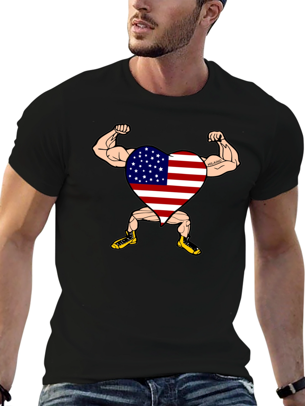 Patriotic Muscle Heart Graphic Tee