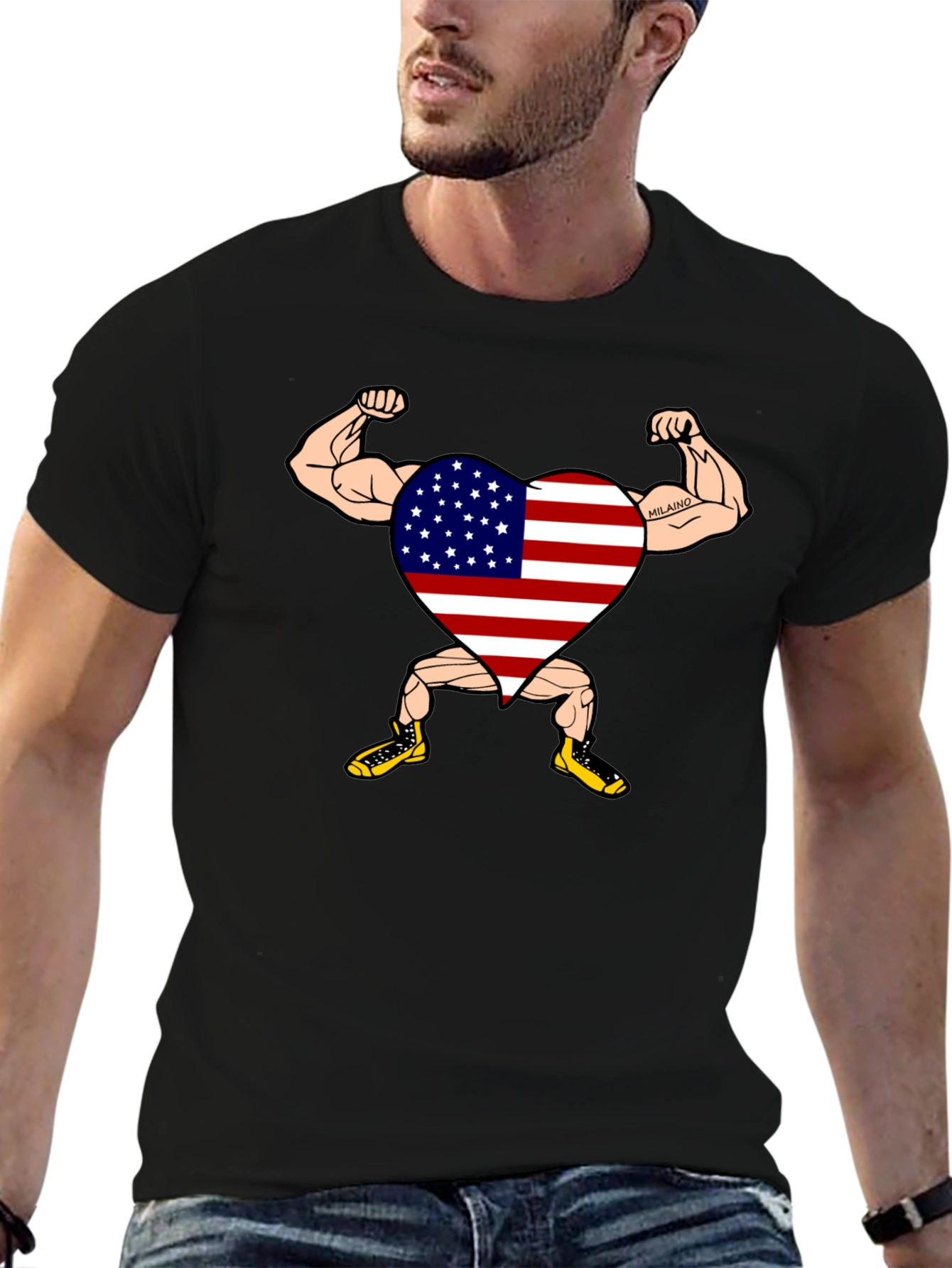 Patriotic Muscle Heart Graphic Tee
