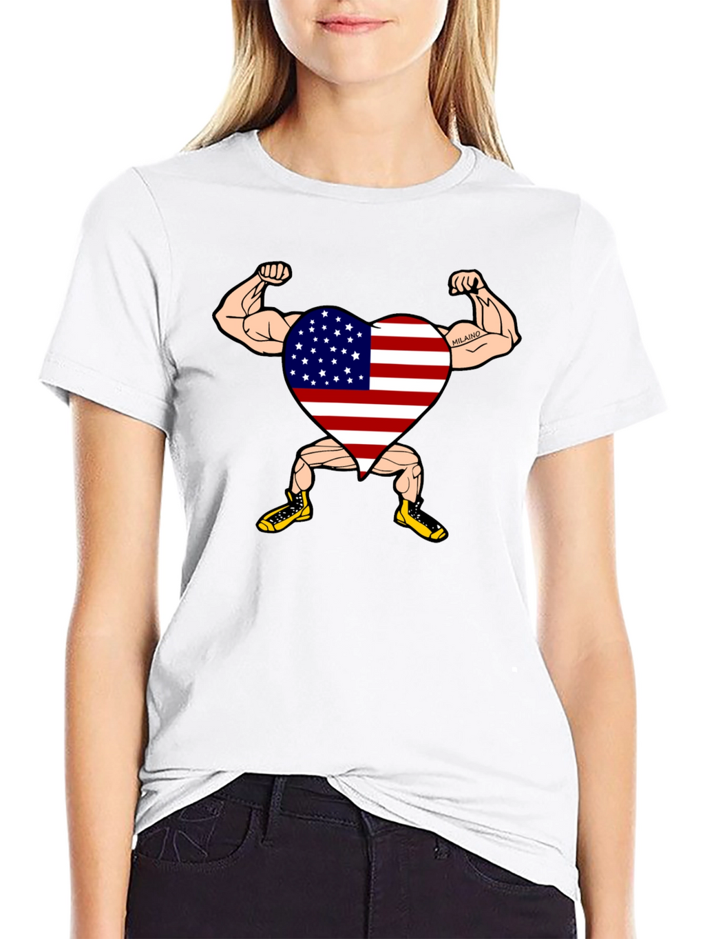 Patriotic Muscle Heart Graphic Tee
