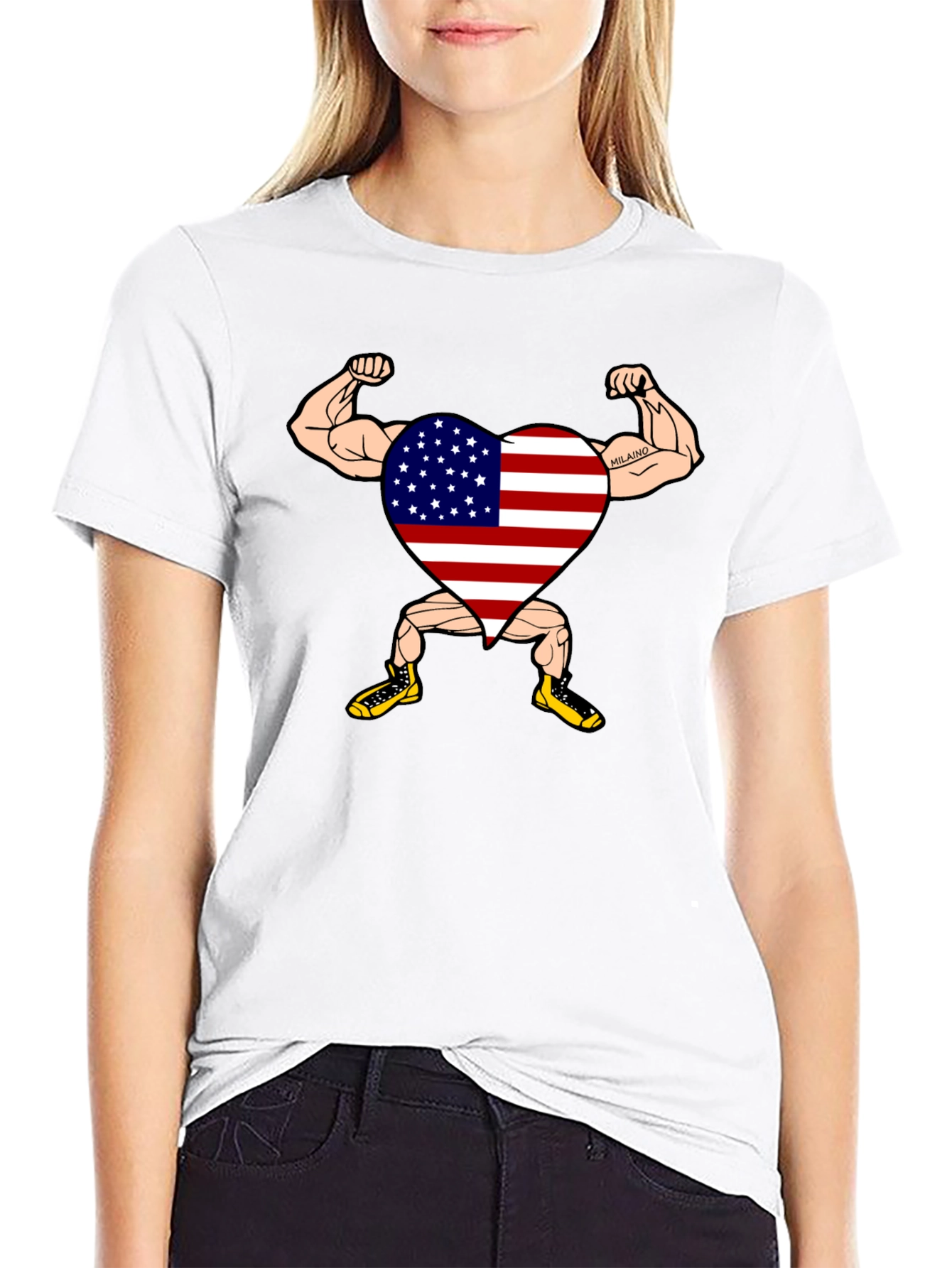 Patriotic Muscle Heart Graphic Tee
