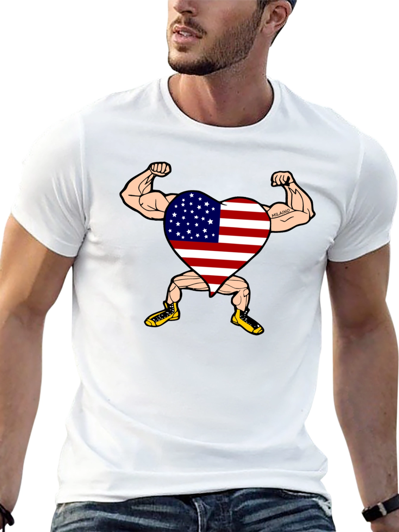 Patriotic Muscle Heart Graphic Tee