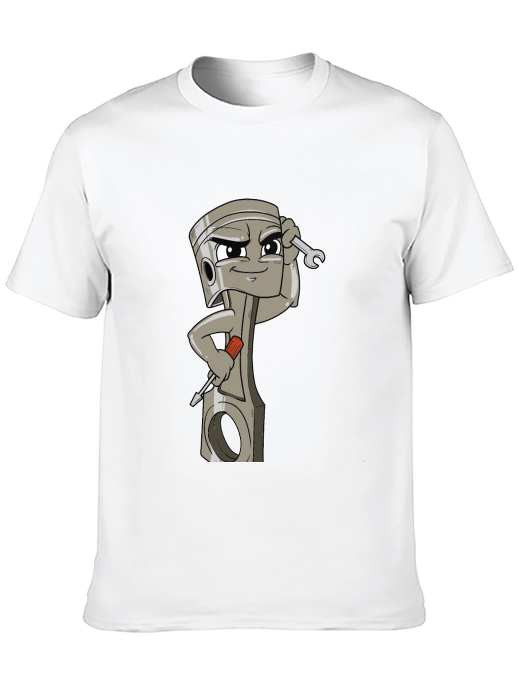 Cool Cartoon Piston Mechanic Black T-Shirt