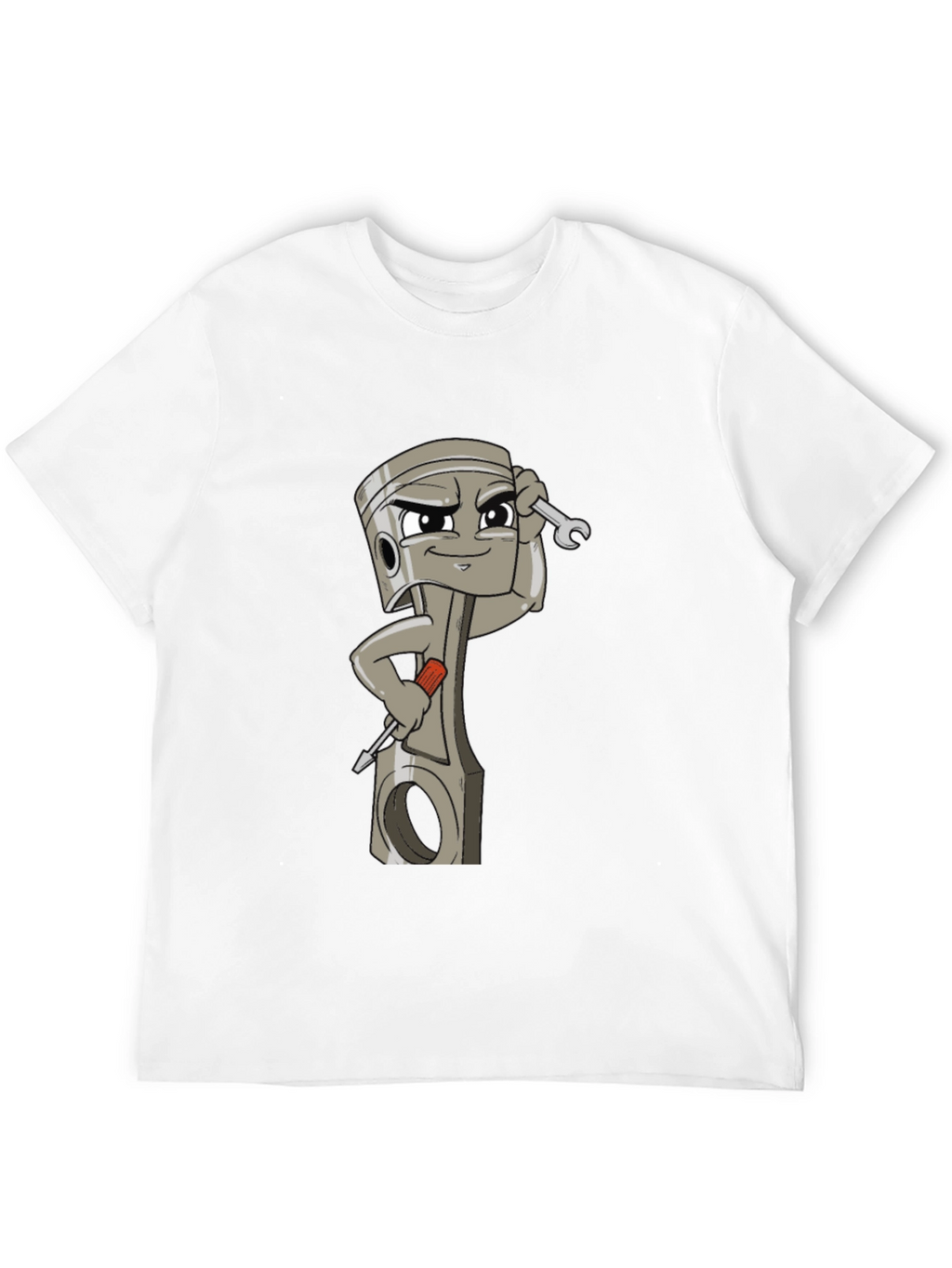 Cool Cartoon Piston Mechanic Black T-Shirt