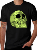 Skull Graphic T-Shirt - Green Skull on Black Tee