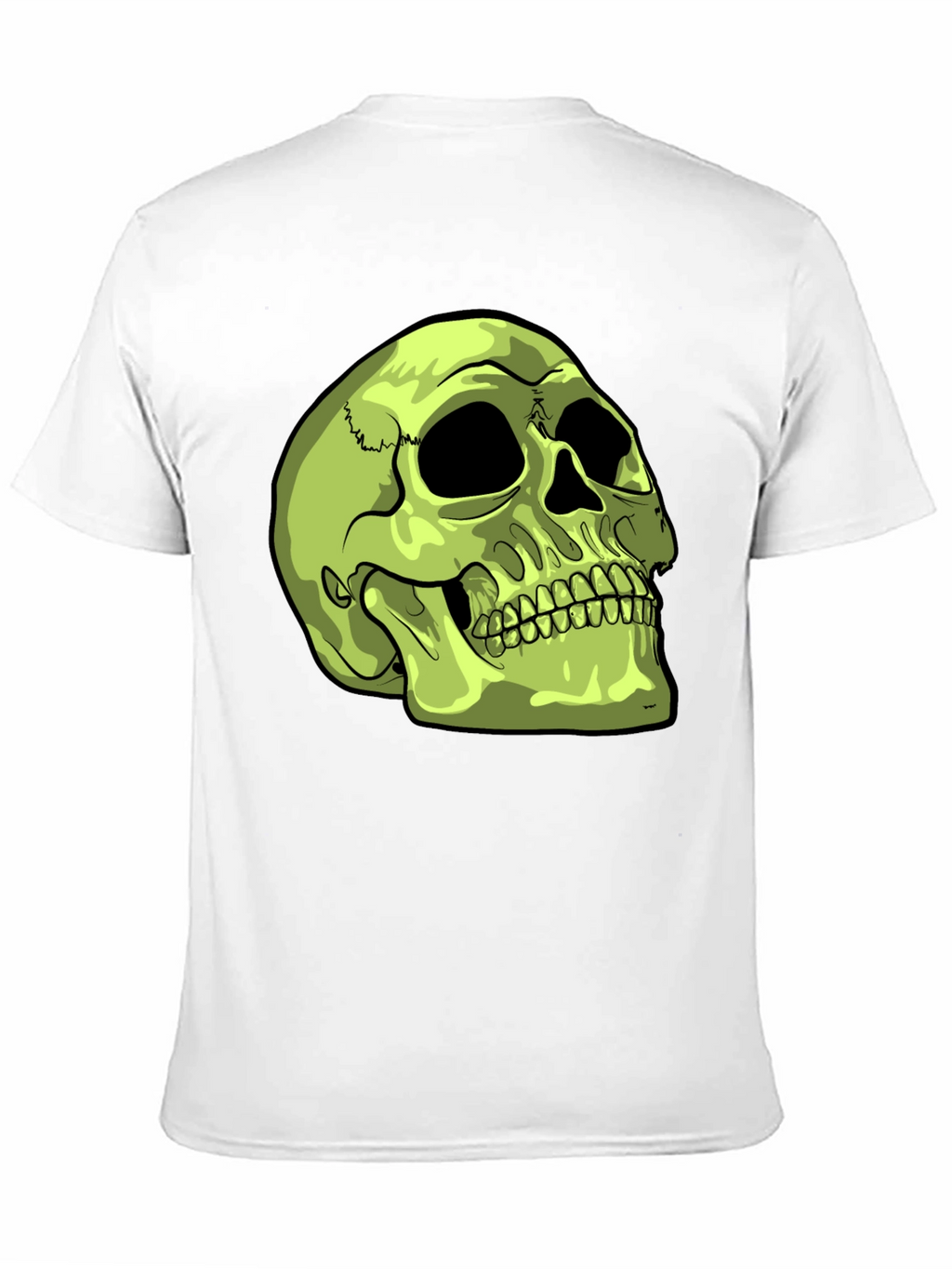 Skull Graphic T-Shirt - Green Skull on Black Tee
