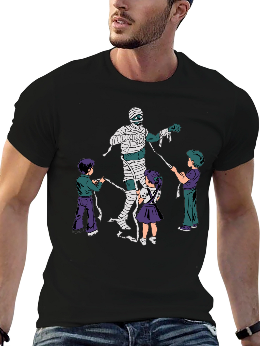 Mummy Wrap Graphic Tee - Fun Halloween T-Shirt