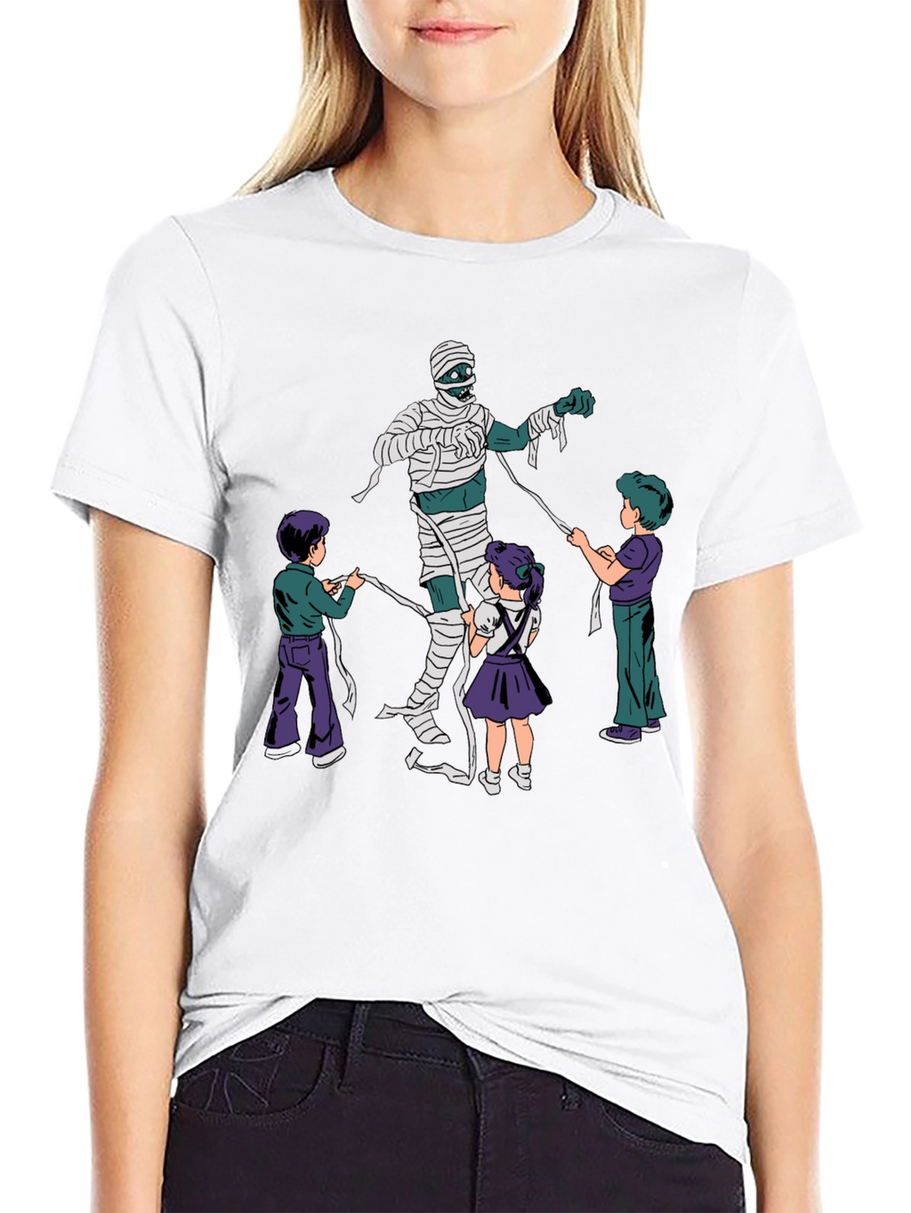 Mummy Wrap Graphic Tee - Fun Halloween T-Shirt