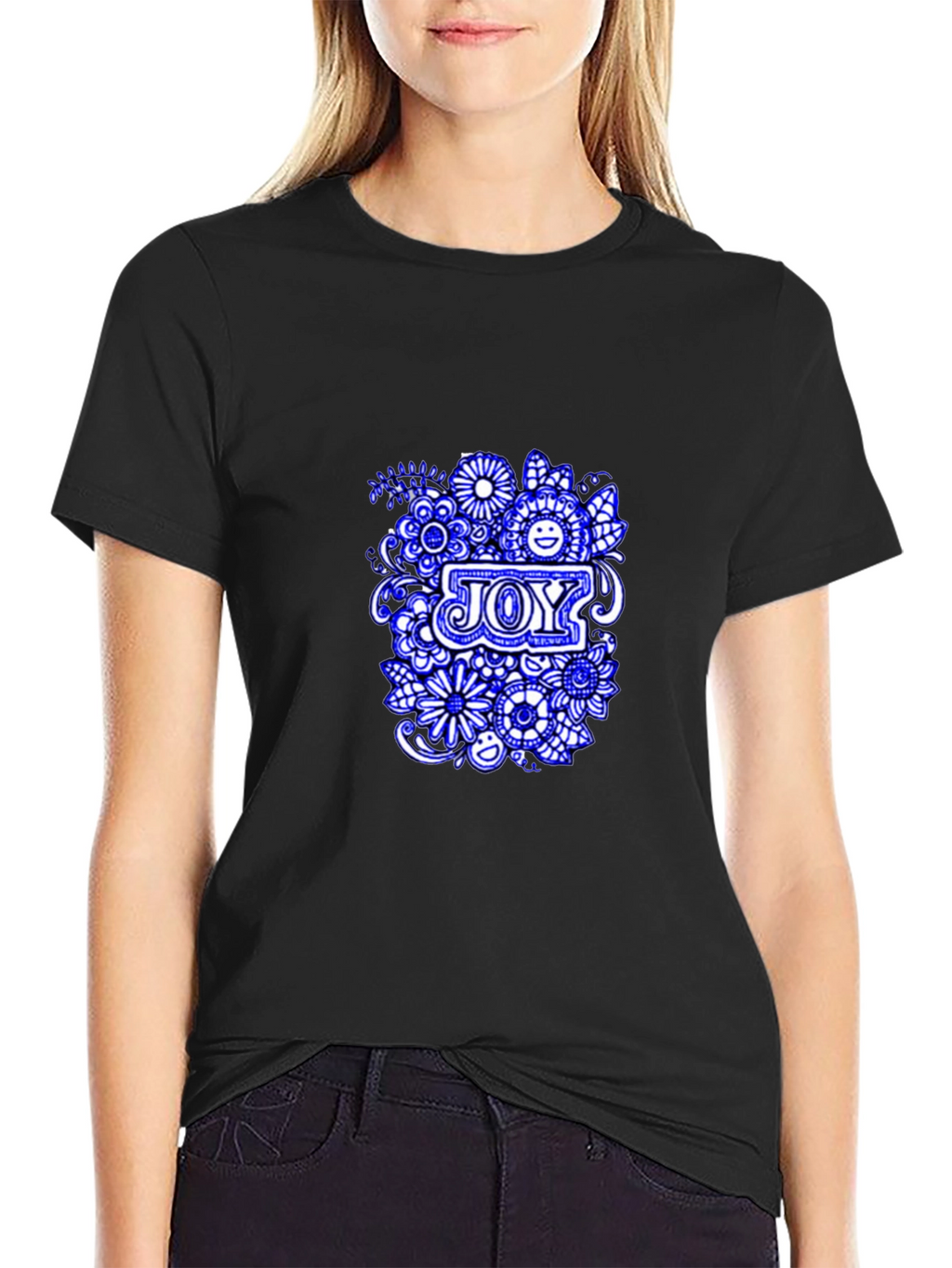 Joy Floral Graphic Black T-Shirt