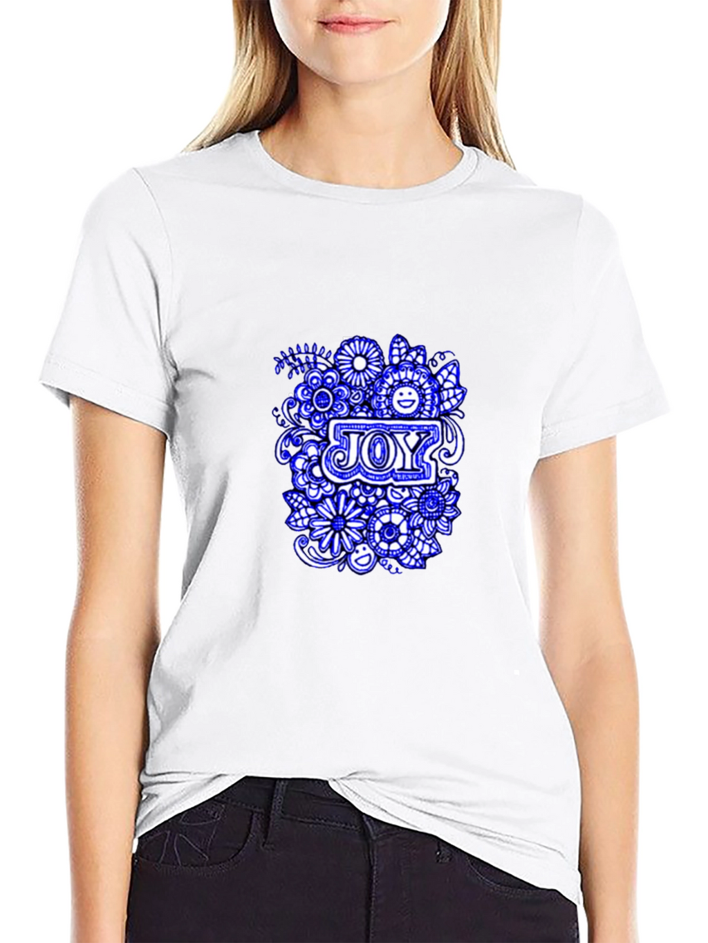 Joy Floral Graphic Black T-Shirt