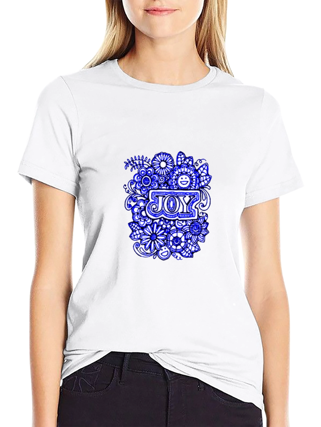 Joy Floral Graphic Black T-Shirt
