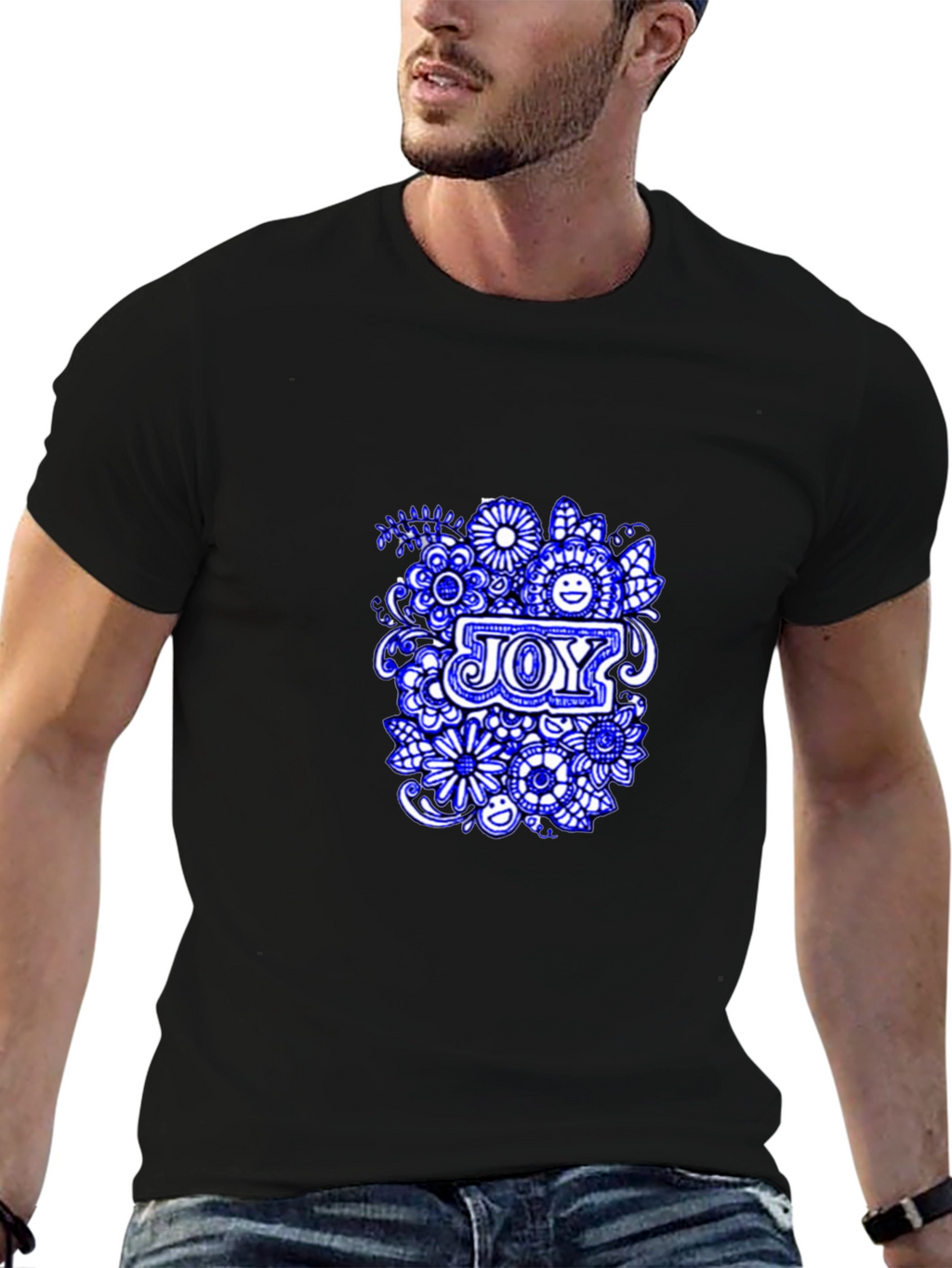 Joy Floral Graphic Black T-Shirt