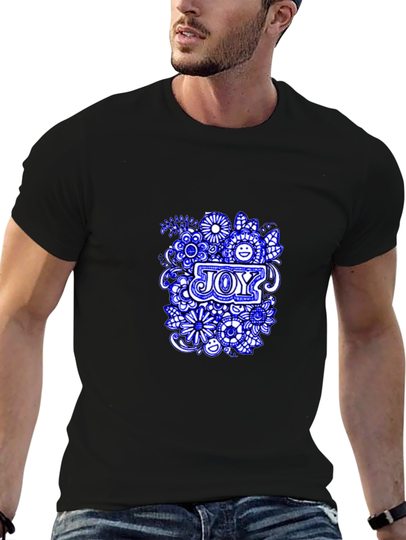 Joy Floral Graphic Black T-Shirt