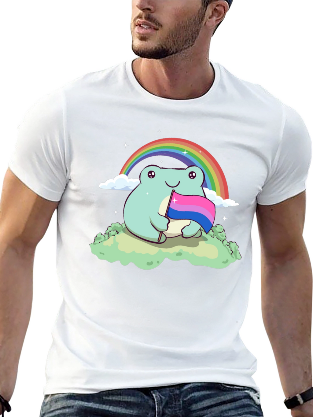 Frog Bi Pride T-Shirt Rainbow LGBTQ+ Cute Tee
