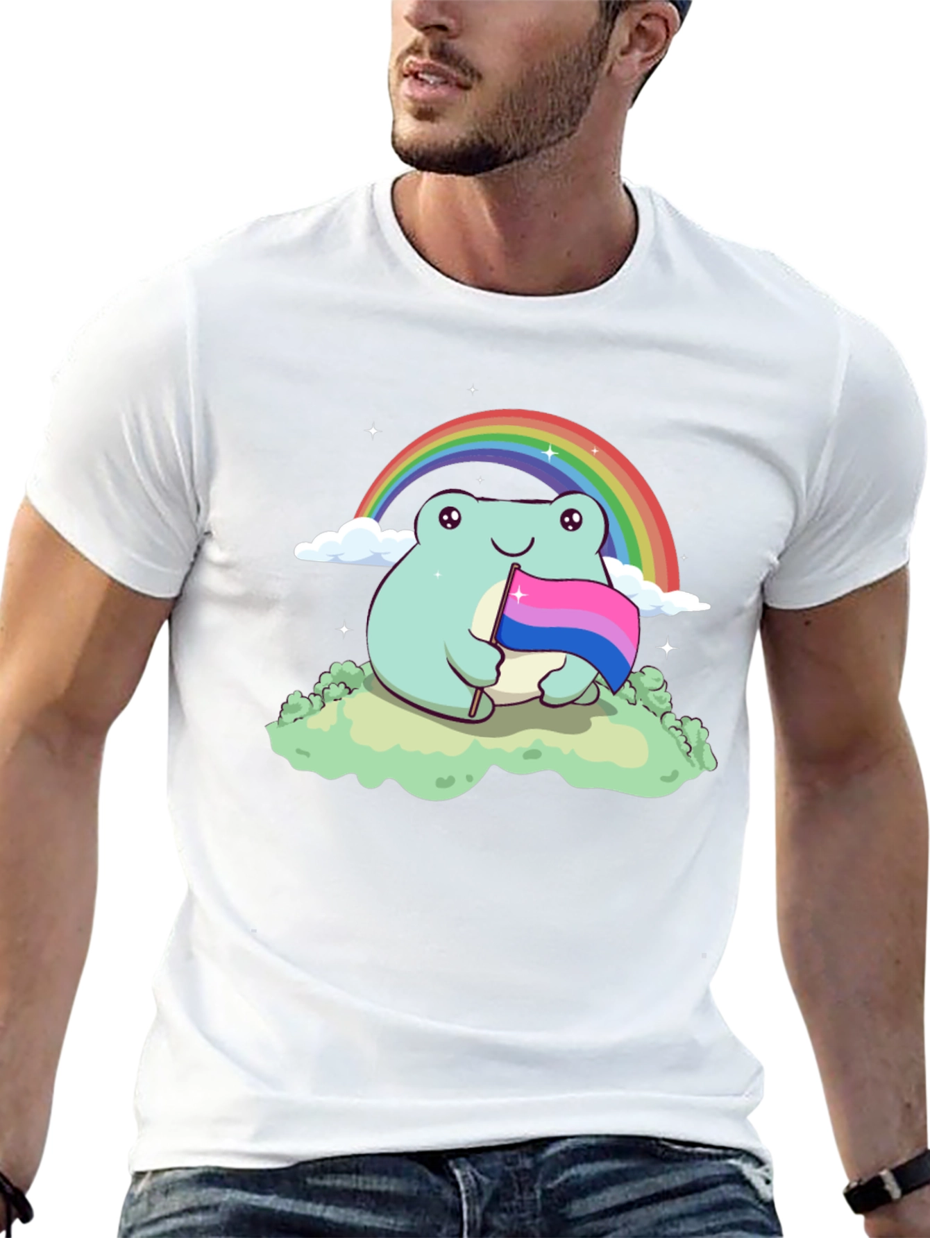 Frog Bi Pride T-Shirt Rainbow LGBTQ+ Cute Tee