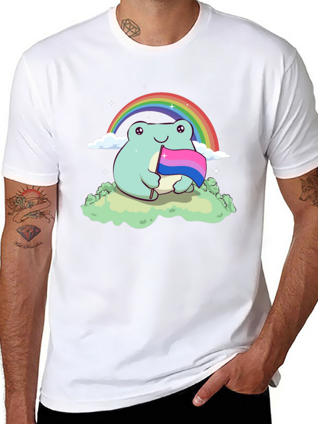 Frog Bi Pride T-Shirt Rainbow LGBTQ+ Cute Tee