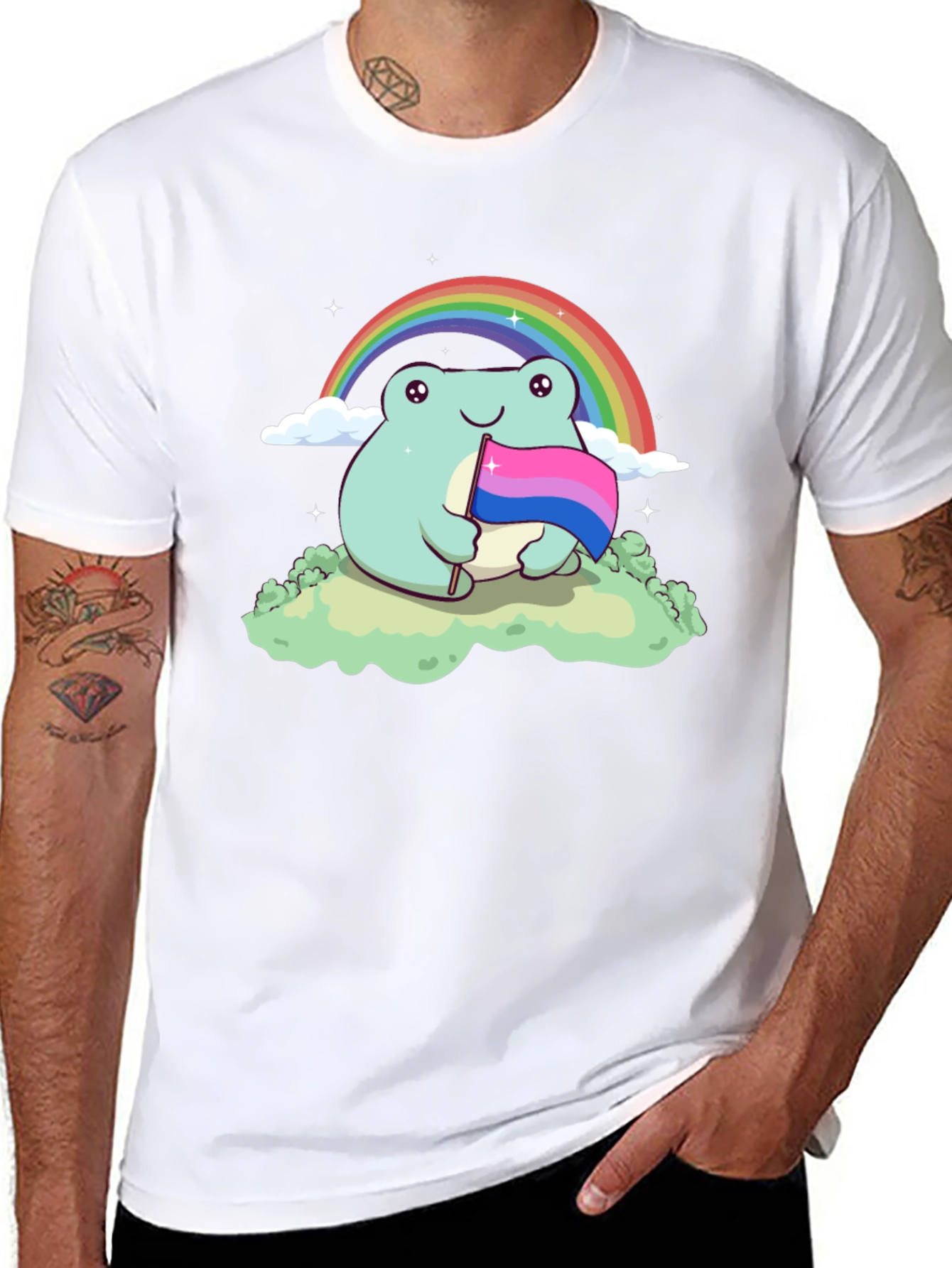 Frog Bi Pride T-Shirt Rainbow LGBTQ+ Cute Tee
