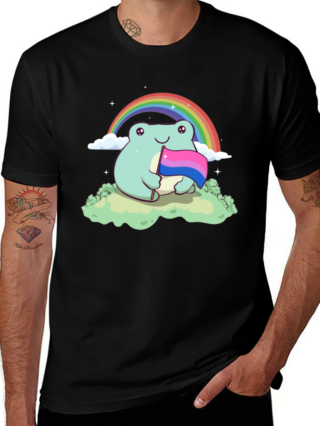 Frog Bi Pride T-Shirt Rainbow LGBTQ+ Cute Tee