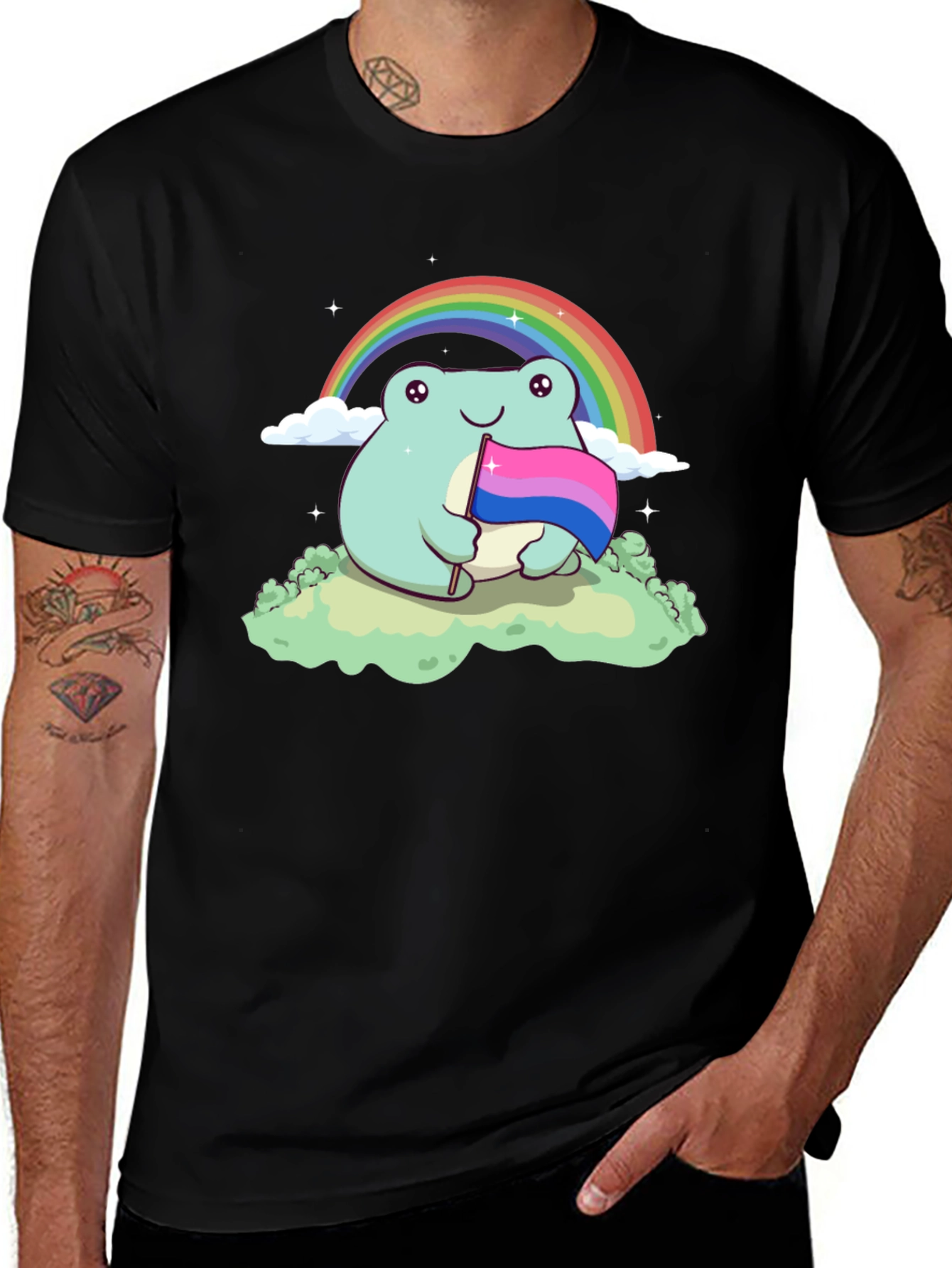 Frog Bi Pride T-Shirt Rainbow LGBTQ+ Cute Tee