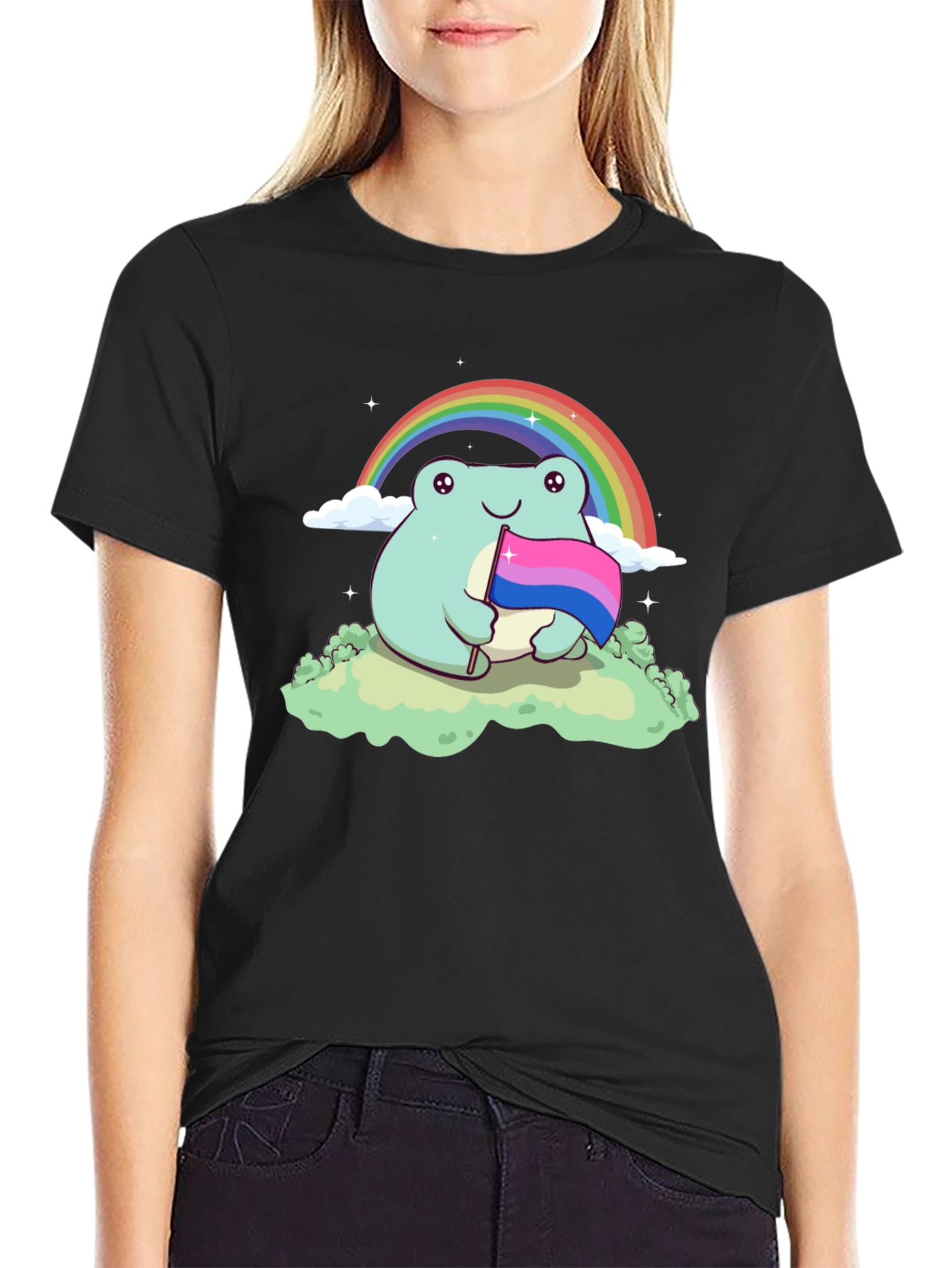Frog Bi Pride T-Shirt Rainbow LGBTQ+ Cute Tee