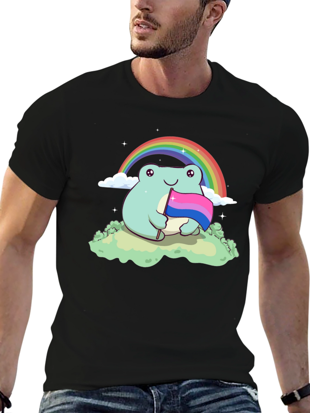 Frog Bi Pride T-Shirt Rainbow LGBTQ+ Cute Tee