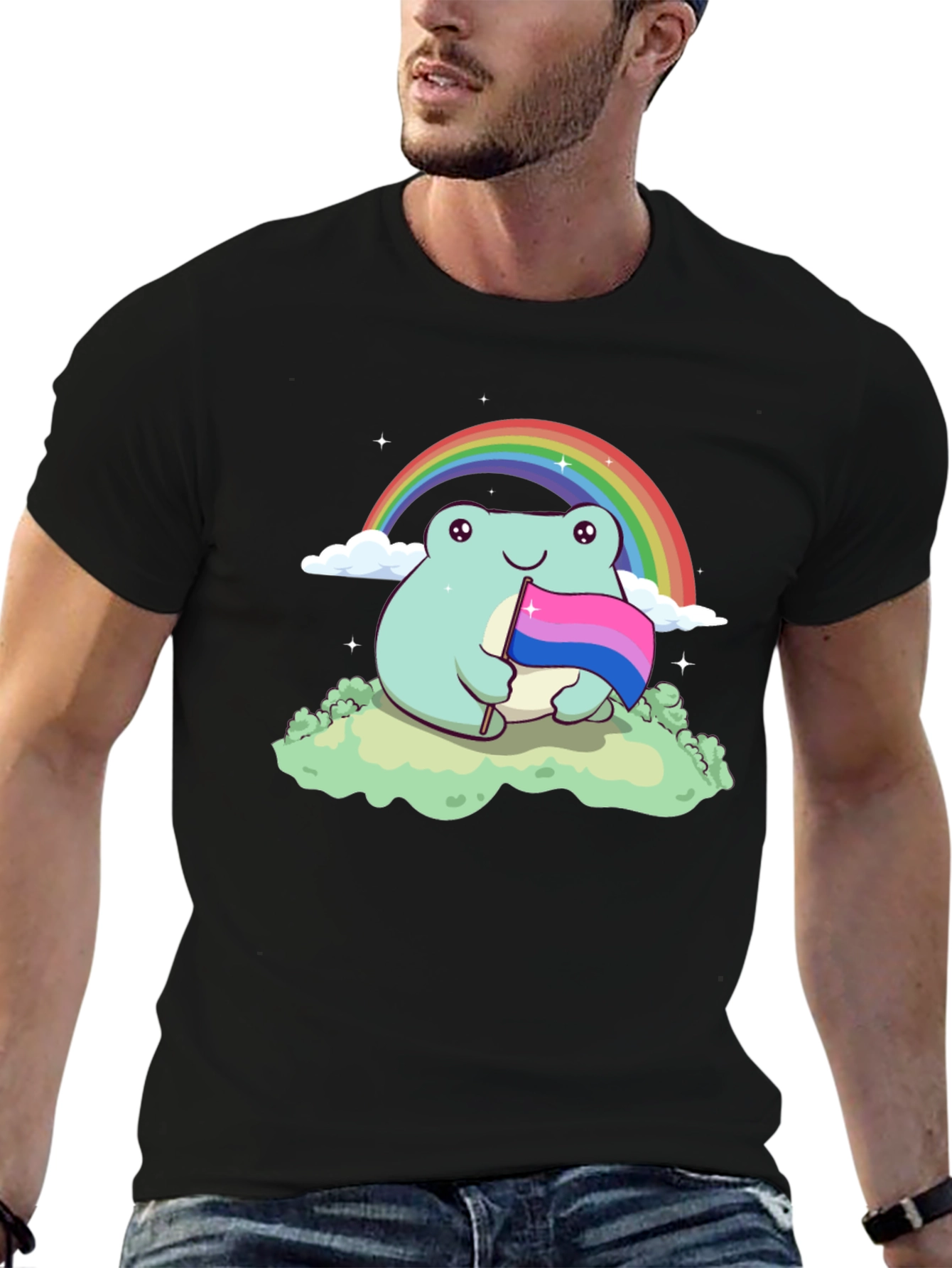 Frog Bi Pride T-Shirt Rainbow LGBTQ+ Cute Tee