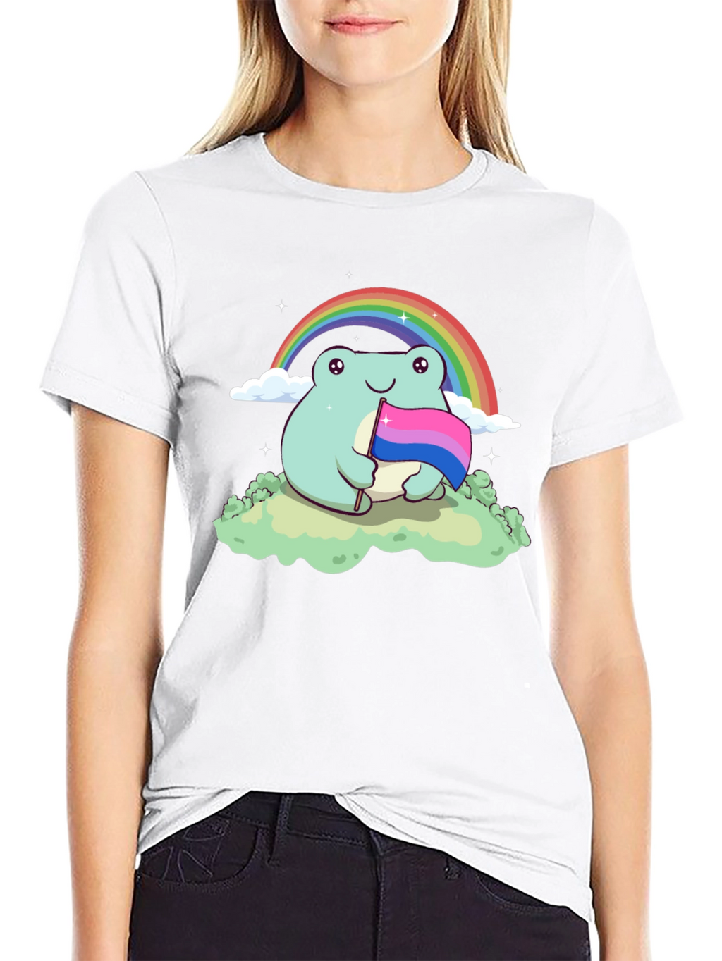 Frog Bi Pride T-Shirt Rainbow LGBTQ+ Cute Tee