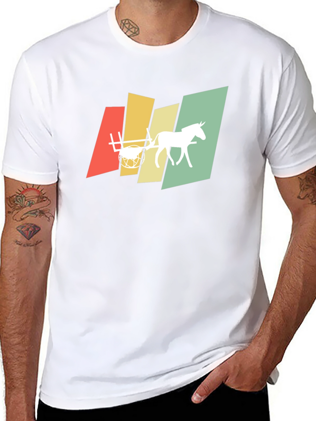 Retro Horse and Cart Graphic T-Shirt