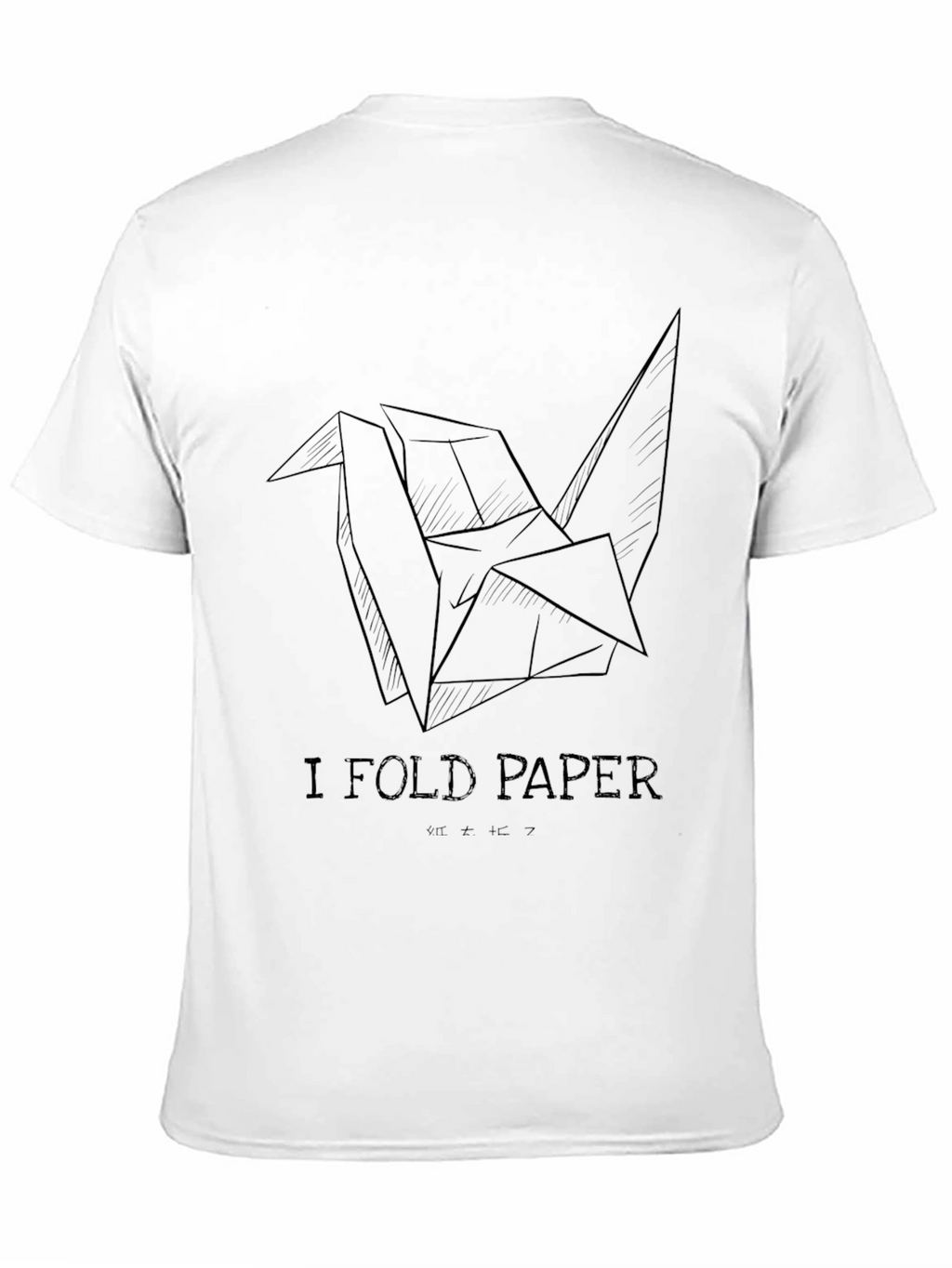 I Fold Paper Black T-Shirt Origami Crane Design
