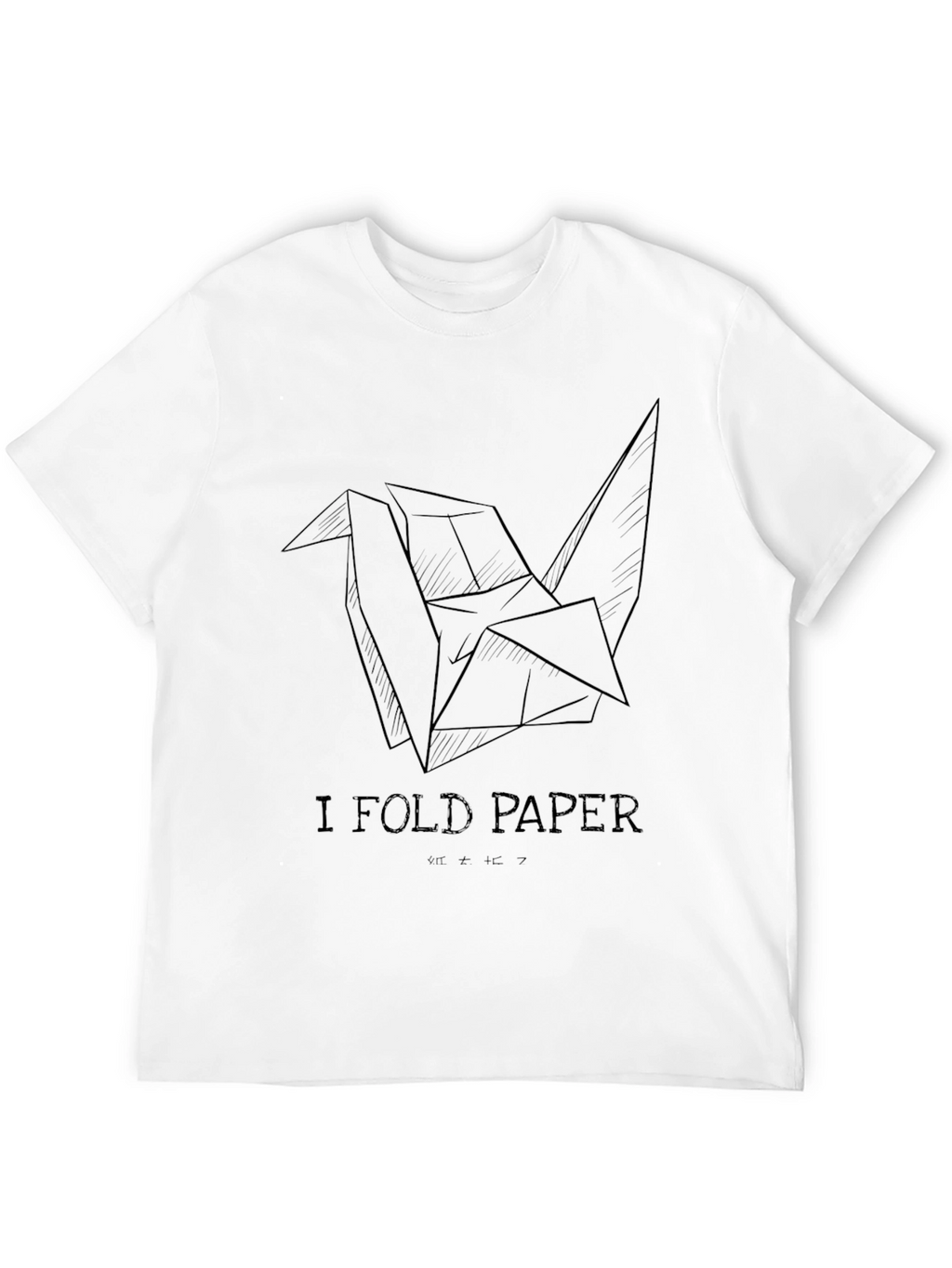 I Fold Paper Black T-Shirt Origami Crane Design
