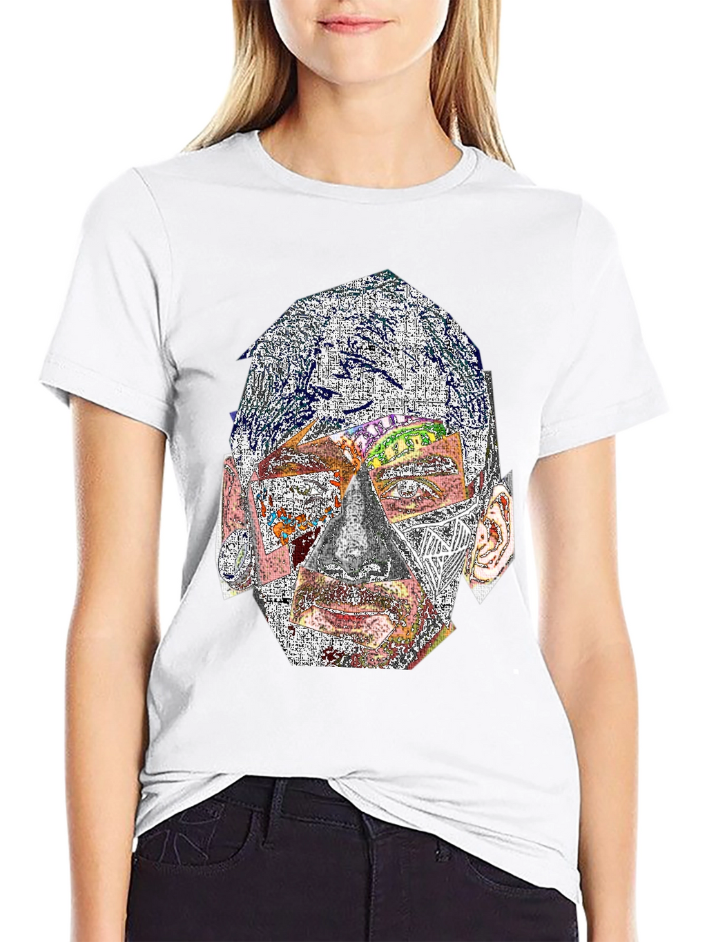 Abstract Face Graphic Print Crew Neck T-Shirt