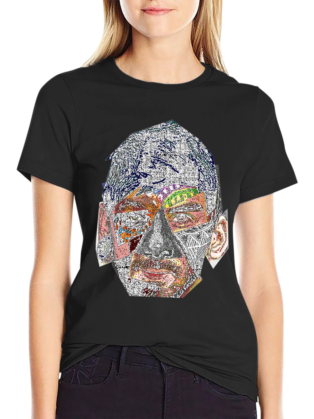 Abstract Face Graphic Print Crew Neck T-Shirt