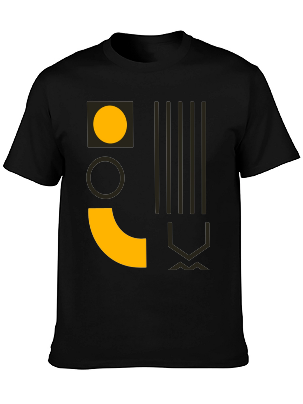 Modern Geometric Print Mens Black T-Shirt