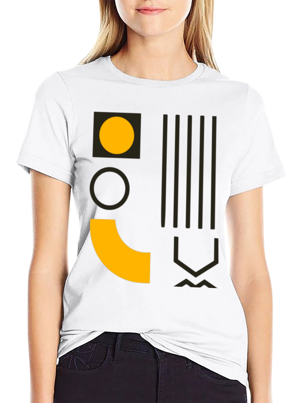 Modern Geometric Print Mens Black T-Shirt