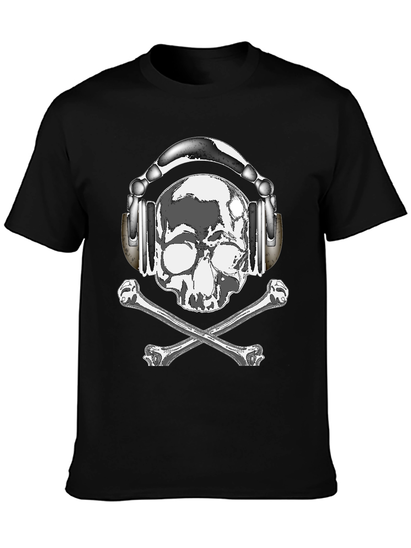 Skull with Headphones Graphic Tee - Rocker Style