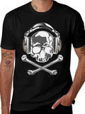 Skull with Headphones Graphic Tee - Rocker Style