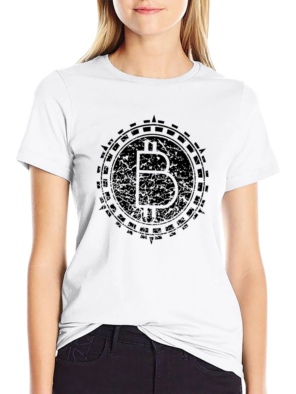 Bitcoin Logo Graphic Print Black T-Shirt