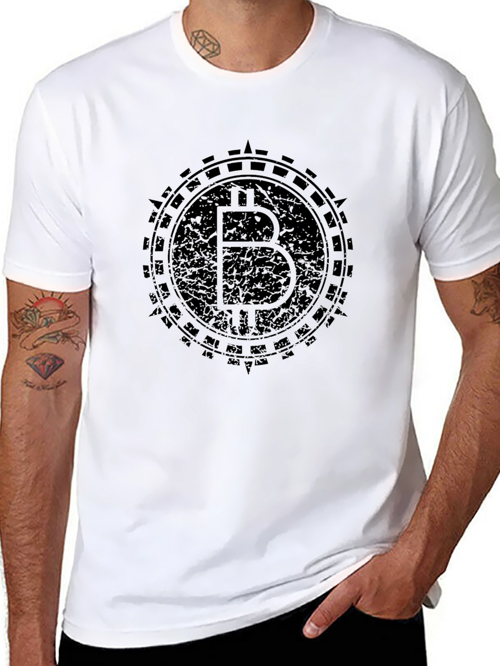 Bitcoin Logo Graphic Print Black T-Shirt