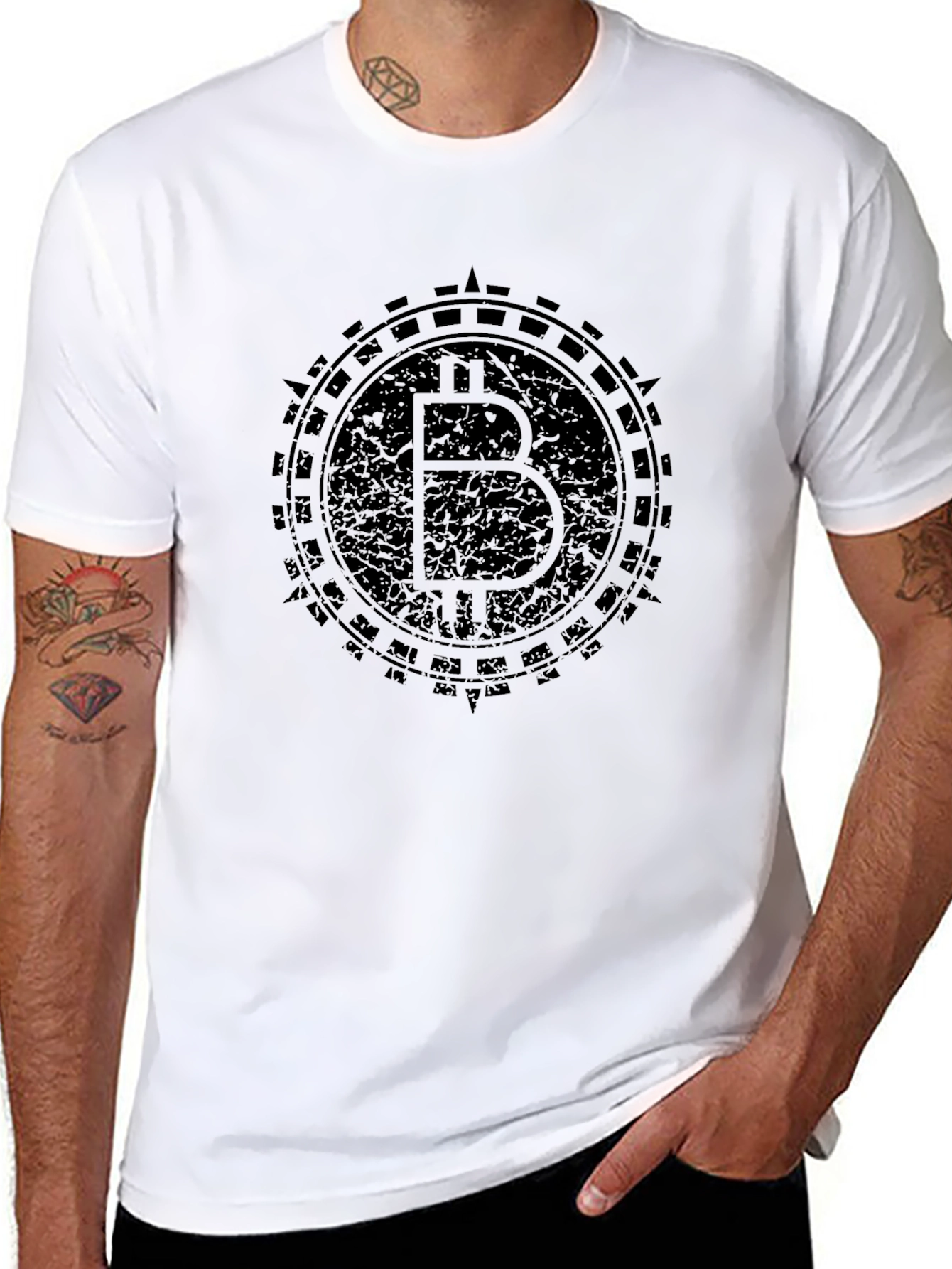Bitcoin Logo Graphic Print Black T-Shirt