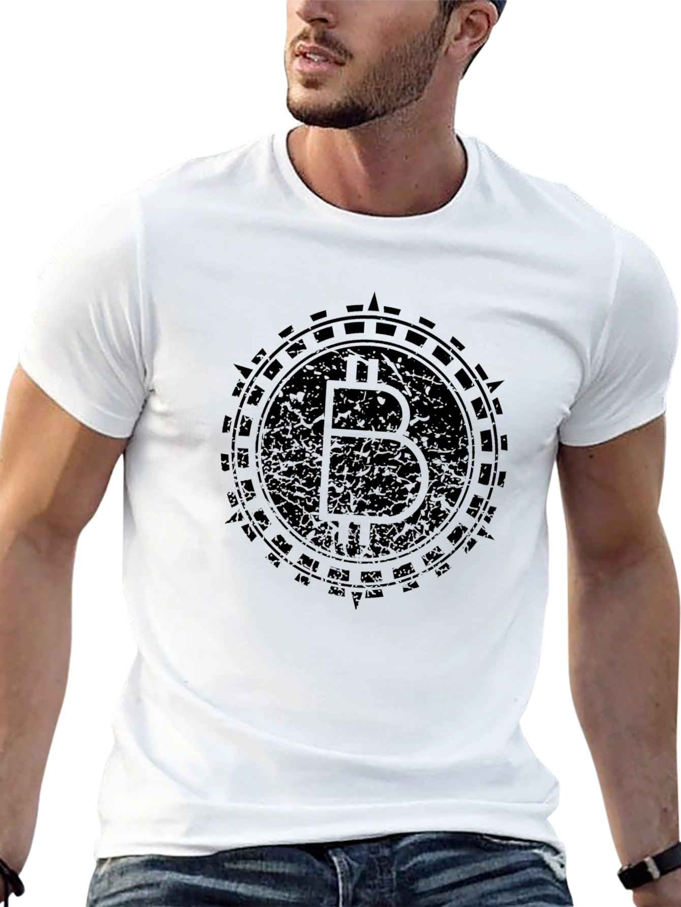 Bitcoin Logo Graphic Print Black T-Shirt