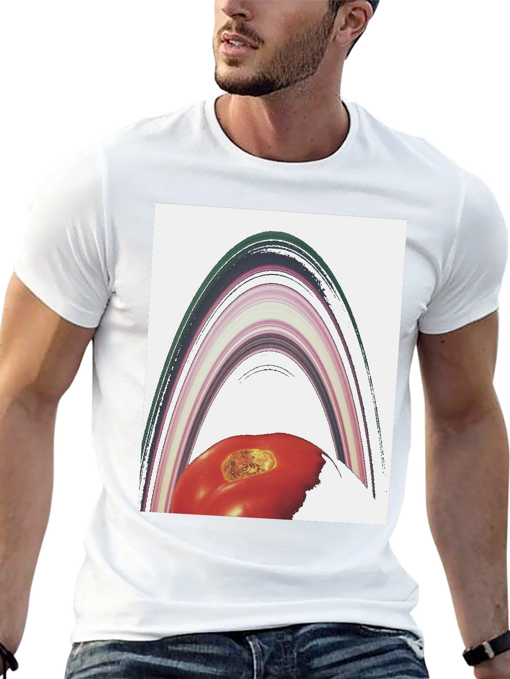 Abstract Tomato Planet Graphic T-Shirt